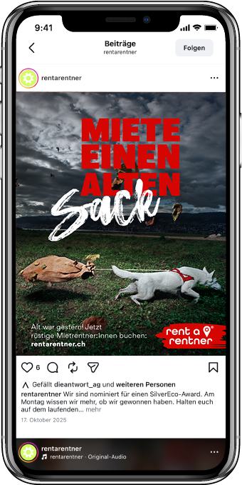 Rent a Rentner Social-Media-Beitrag